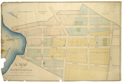 Un mapa de Manhattanville Situado en la Isla de York / levantado y parcelado en lotes por Adolphus Loss; copiado por R.J. Dodge., 1850 de American School