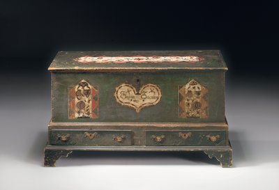 Cofre de dote con tapa decorada, inscrito Susana Scheblern, probablemente del condado de Lancaster, Pensilvania, 1790 de American School