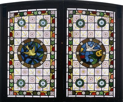 Un Par de Ventanas de Vidrio Plomado, c.1890 de American School
