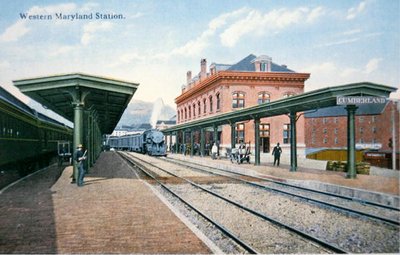 Una postal de la Estación Western Maryland, Cumberland, Maryland de American School