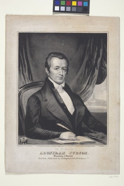 Adoniram Judson, misionero en Birmania (litografía) de American School