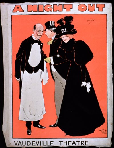 Anuncio de Una noche fuera, en el Teatro Vaudeville de American School