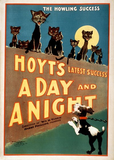 Anuncio de Un Día y una Noche de Charles Hoyt, pub.1899 de American School
