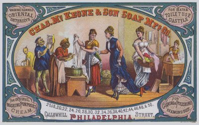 Anuncio de Charles McKeone & Son Soap Manufacturing Company, Filadelfia, Pensilvania, EE.UU. de American School
