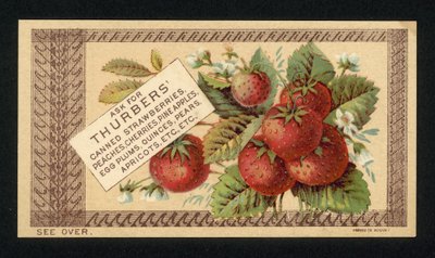Anuncio de fruta enlatada Thurbers de American School