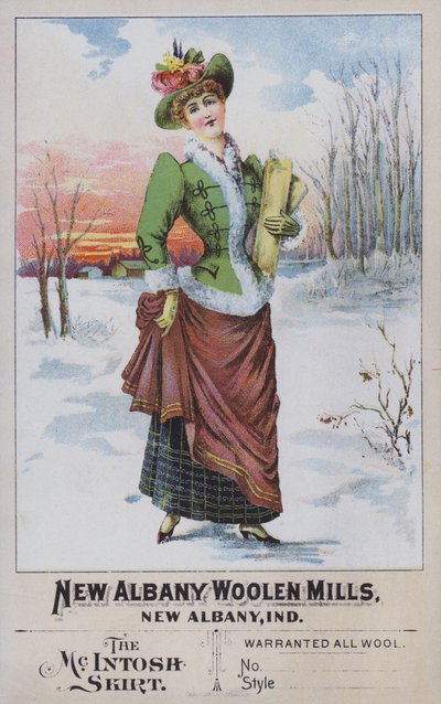 Anuncio de la Falda McIntosh, de New Albany Woolen Mills, Indiana, EE.UU. de American School