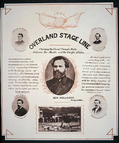 Anuncio de la línea de diligencias Overland de American School