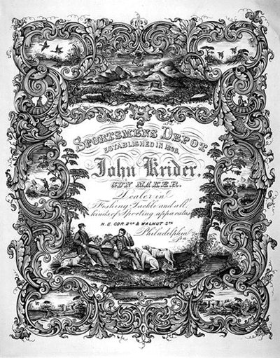 Anuncio para John Kreider, fabricante de armas, Filadelfia, c.1860 de American School