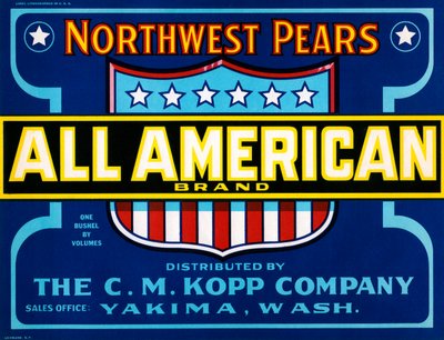 Etiqueta de caja de frutas All American Brand, c.1920 de American School