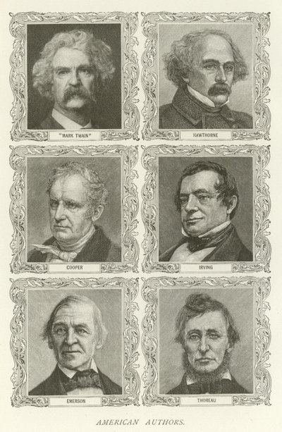 Autores Americanos, Mark Twain, Hawthorne, Cooper, Irving, Emerson, Thoreau de American School