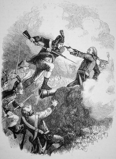 El general estadounidense Anthony Wayne capturando el bastión británico en Stony Point con un audaz ataque con bayoneta en julio de 1779 de American School