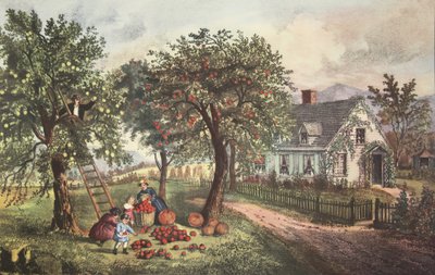 Hogar Americano - Otoño, pub. 1869, Currier & Ives de American School