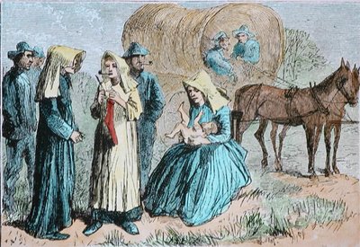 Pioneros del Tren de Carretas Americanas, c.1860 de American School