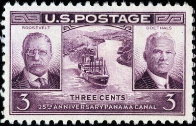 Sello americano sobre el 25º aniversario del Canal de Panamá de American School