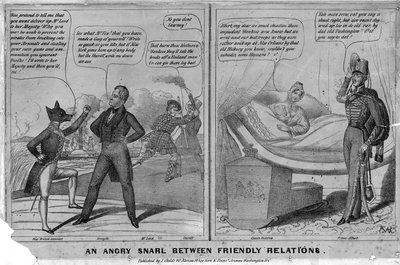 Un gruñido enojado entre relaciones amistosas, publicado por J. Childs, Nueva York y Washington D.C, c.1838-1840 de American School