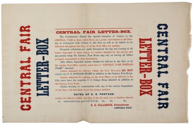Anuncio para las Cajas de Cartas de la Feria Central, c.1864 de American School