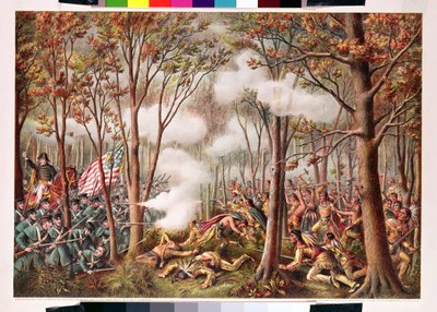 Ataque de los nativos americanos en el río Tippecanoe, Territorio de Indiana, 7 de noviembre de 1811 de American School
