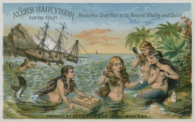 Ayers Hair Vigor para el tocador, tarjeta comercial de American School