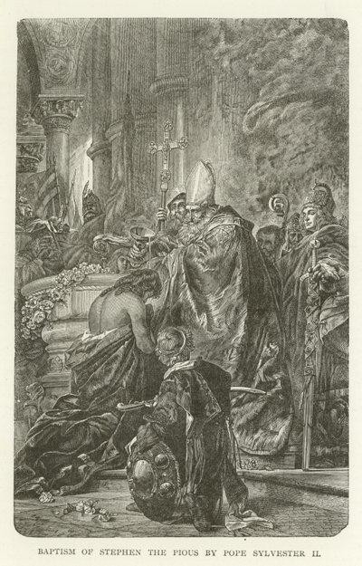 Bautismo de Esteban el Piadoso por el Papa Silvestre II de American School