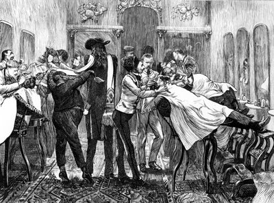 Salón de barberos en Nueva York, 1870 de American School
