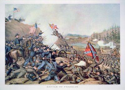 Batalla de Franklin, 30 de noviembre de 1864, grabado por Kurz & Allison de American School