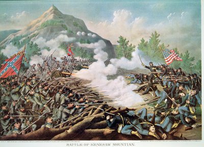 Batalla de la Montaña Kenesaw, Georgia, 27 de junio de 1864, grabado por Kurz & Allison de American School