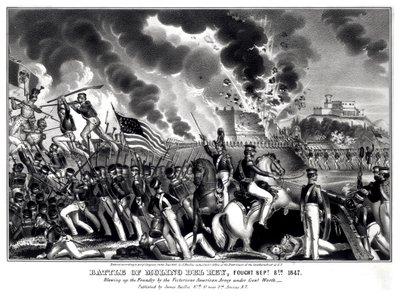 Batalla de Molino del Rey, librada el 8 de septiembre de 1847, pub. por James Baillie, 1848 de American School
