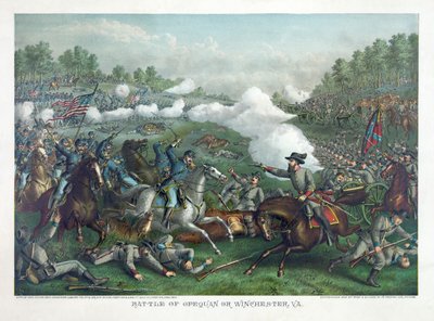 Batalla de Opequan o Winchester, Va., pub. 1890 (litografía en color) de American School