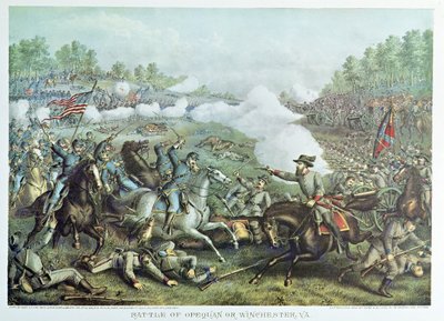 Batalla de Opequan o Winchester, Virginia, grabado por Kurz & Allison de American School