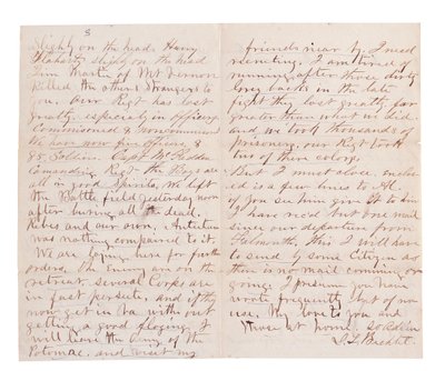 Carta de informe de batalla de G. L. Brehct (pluma y tinta sobre papel) de American School