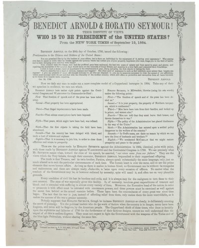 ¡Benedict Arnold y Horatio Seymour! ¿Quién será presidente?, c.19 de septiembre de 1864 de American School