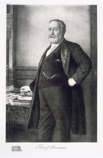 Benjamin Harrison (1833-1901), 23º Presidente de los Estados Unidos de América, pub. 1901 de American School