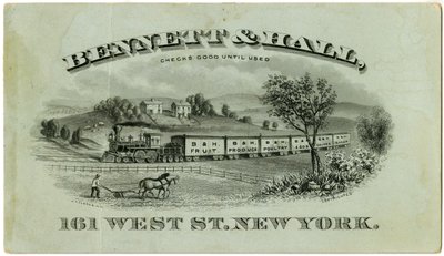 Bennett & Hall tarjeta comercial [recto], 1882 de American School