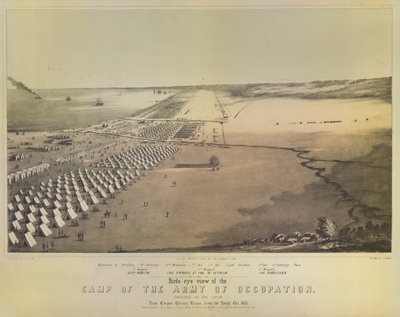 Vista aérea del campamento del Ejército de Ocupación, impreso por G & W Endicott, Nueva York, 1847 de American School