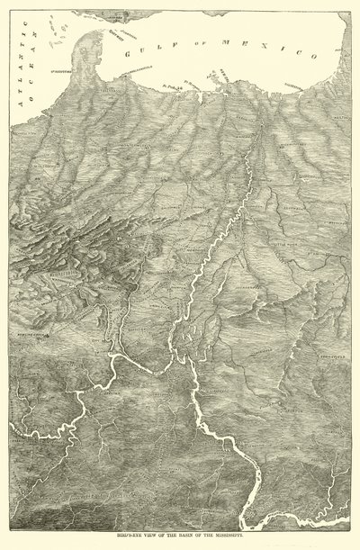 Vista aérea de la cuenca del Mississippi, 1862 de American School