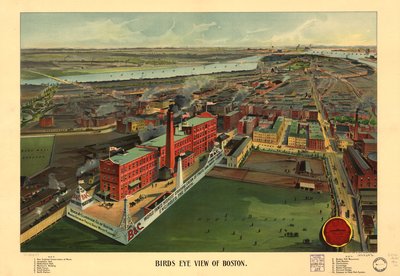 Vista aérea de Boston, c.1902 (litografía en color) de American School