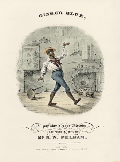 Tablón para la canción popular del Negro de América "Ginger Blue" siglo XIX de American School