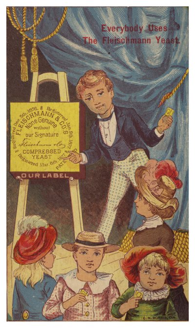 Niño anunciando levadura Fleischmann de American School