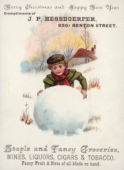 Niño rodando una bola de nieve gigante de American School