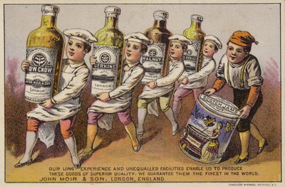 Niños llevando productos de John Moir and Son, Londres de American School