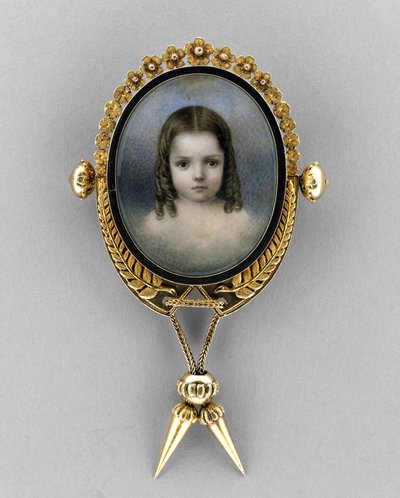 Broche con retrato de una niña, c.1860 de American School