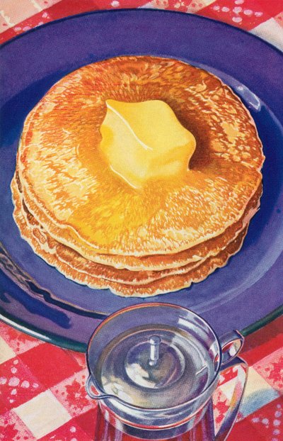 Mantequilla derritiéndose sobre una pila de panqueques de American School