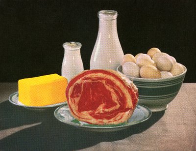 Mantequilla, leche, huevos y carne de res de American School