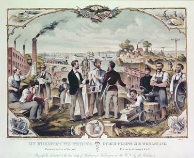 Por la industria prosperamos, publicado por Kimmel y Voigt, 1873 de American School