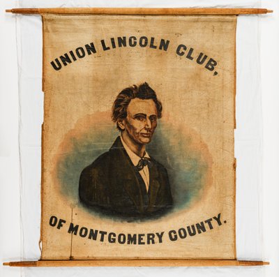 Bandera de campaña para Abraham Lincoln, Condado de Montgomery de American School