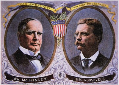Cartel de campaña para William McKinley como Presidente y Theodore Roosevelt como Vicepresidente de American School