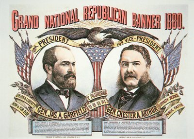 Póster de campaña para el candidato presidencial James A. Garfield (1831-81) y su compañero de fórmula, Chester A. Arthur (1829-86) 1880 de American School