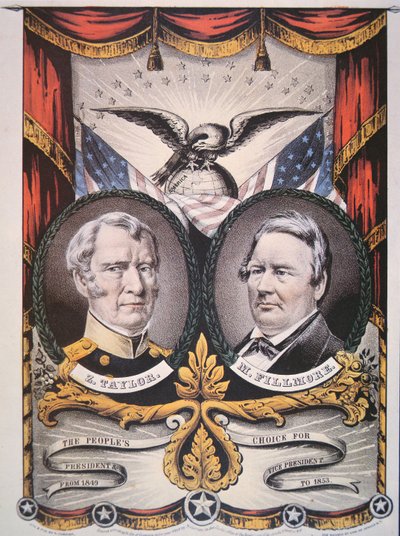 Póster de campaña para el candidato presidencial Zachary Taylor (1784-1850) y su compañero de fórmula, Millard Fillmore (1800-74) 1848 de American School