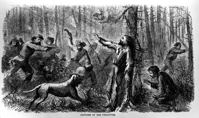 Captura de los Fugitivos, de Vida en Prisión en el Sur, escrito por Allen O. Abbott y publicado en 1865 de American School