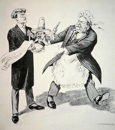 Caricatura que representa al presidente William H. Taft (1857-1930) entregando la problemática 